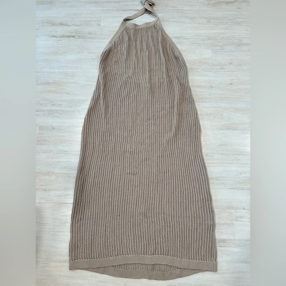 Summersalt Tan Crochet Halter Maxi Dress - Picture 3 of 9